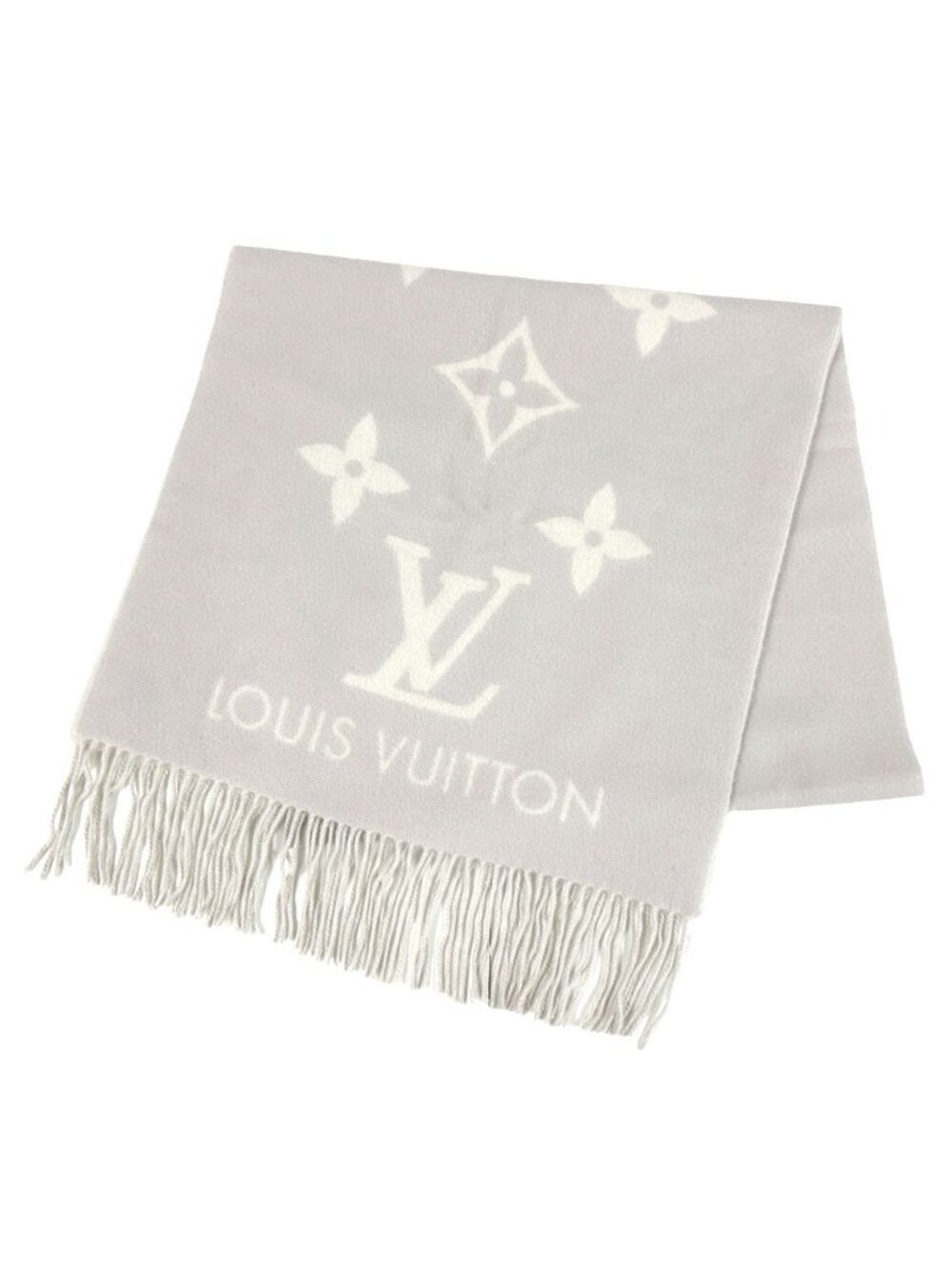 Louis Vuitton Scarf Shawl Cashmere Reykjavik Lavender White Light Gray Purple